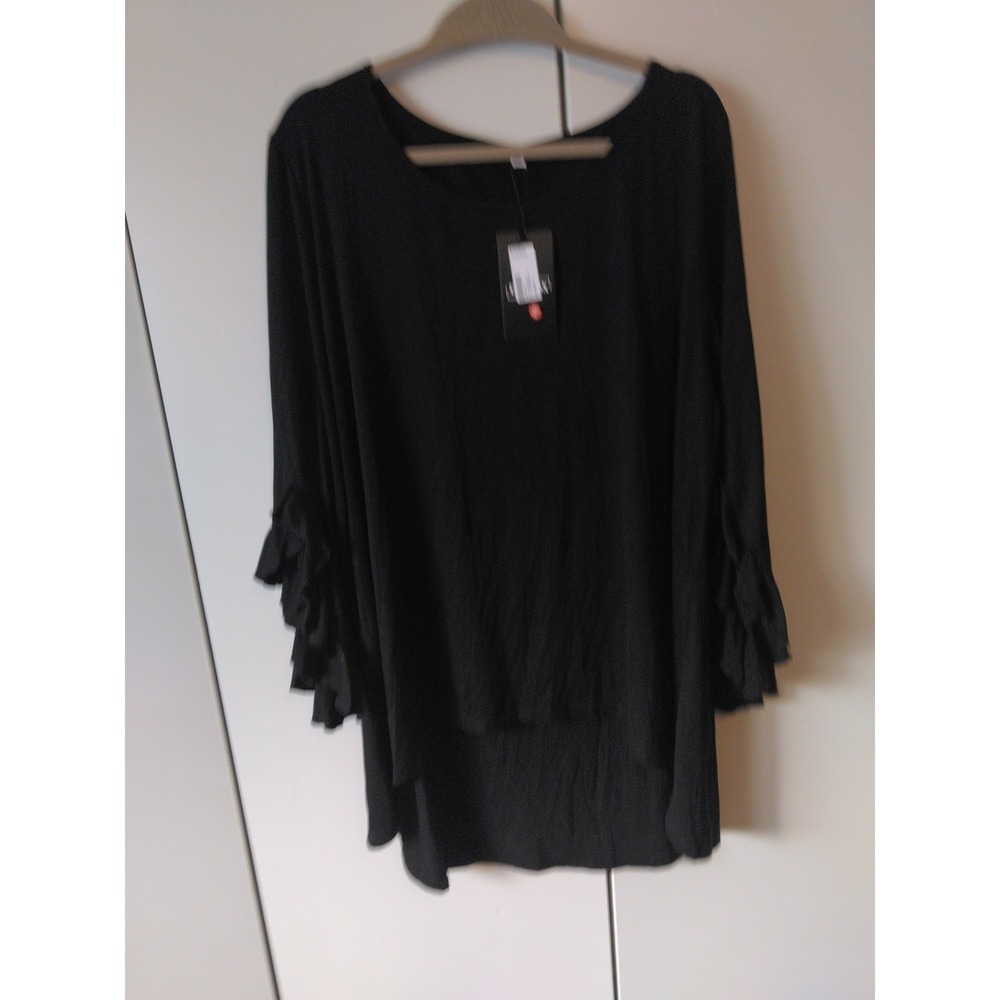 Women's Flared Sleeve Tunic Top Plus Size 3xl Black Hi Low Hem Goth Witchy